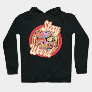 Stay Weird Retro Rainbow Mushrooms Hoodie